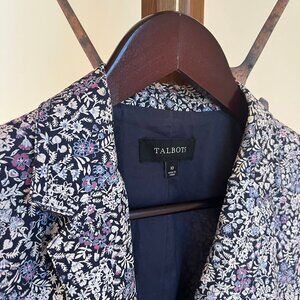 Talbots Floral Blazer Women's Size 10 Single Breasted Two Button Cotton